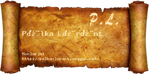 Pálka Lóránt névjegykártya